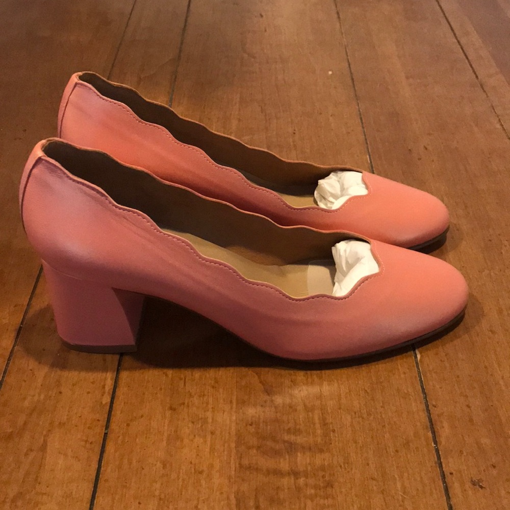 French Sole New York Scalloped Leather Heels